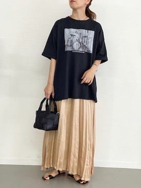 「アコーディオンプリーツ」｜「アイテム（スカート）」を使った、○Saya○さん（レディース・158cm）の夏コーディネート
