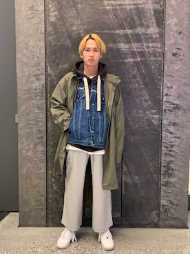 「AVIREX（アヴィレックス）のアイテム（モッズコート）」を使った、アオさん（メンズ・176cm）の冬コーディネート