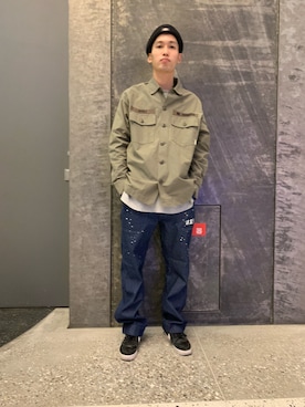 「AVIREX（アヴィレックス）のアイテム（ニットキャップ/ビーニー）」を使った、アオさん（メンズ・176cm）の冬コーディネート