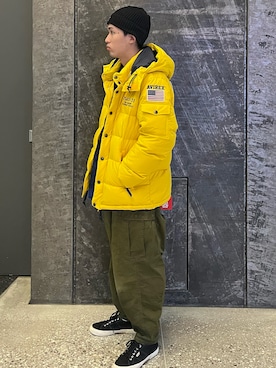 「AVIREX（アヴィレックス）のアイテム（帽子）」を使った、アオさん（メンズ・176cm）の冬コーディネート