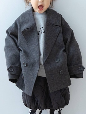 「アイテム（ピーコート）」を使った、hm4150さん（キッズ・107cm）の冬コーディネート