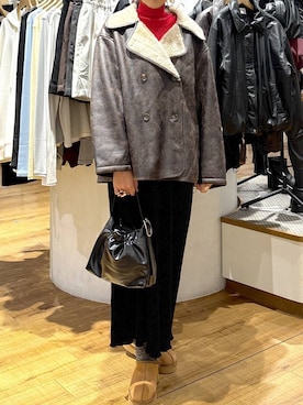 「アイテム（ムートンコート）」を使った、hm4150さん（レディース・167cm）の冬コーディネート