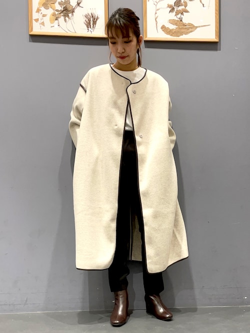 セール】パイピングノーカラーコート（ノーカラーコート）｜AMERICAN