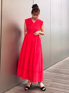 「N.(N. Natural Beauty Basic)(エヌエヌナチュラルビューティーベーシック)のピンタックレースワンピース(ワンピース、レッド系)」を使った、Aya.さん(レディース・162cm)の春コーディネート