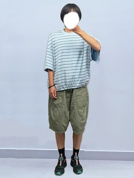 「TIRES VANのアイテム（Tシャツ/カットソー、ブルー系）」を使った、RURURUKIAさん（レディース・165cm）の秋コーディネート