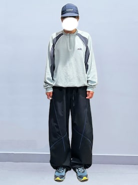 「JIANGNANのアイテム（スウェット、ブルー系）」を使った、RURURUKIAさん（レディース・165cm）の夏コーディネート