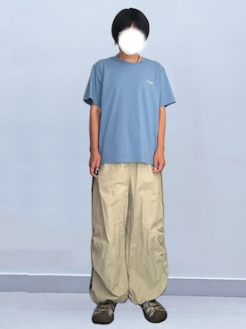 「Oneupのアイテム（Tシャツ/カットソー、ブルー系）」を使った、RURURUKIAさん（レディース・165cm）の秋コーディネート
