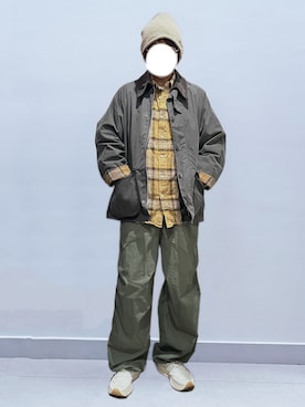 「柄シャツ」｜「アイテム（ブルゾン）」を使った、RURURUKIAさん（レディース・165cm）の冬コーディネート