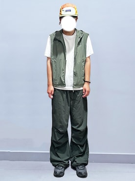 「アイテム（ベスト）」を使った、RURURUKIAさん（レディース・165cm）の夏コーディネート