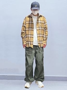 「KANGOL（カンゴール）のアイテム」を使った、RURURUKIAさん（レディース・165cm）の秋コーディネート