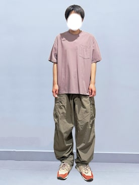 「BCALMのアイテム（Tシャツ/カットソー、パープル系）」を使った、RURURUKIAさん（レディース・165cm）の夏コーディネート
