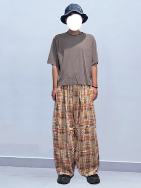 「Champion（チャンピオン）のChampion/チャンピオン/MetroHat（ハット、ブルー系）」を使った、RURURUKIAさん（レディース・165cm）の夏コーディネート