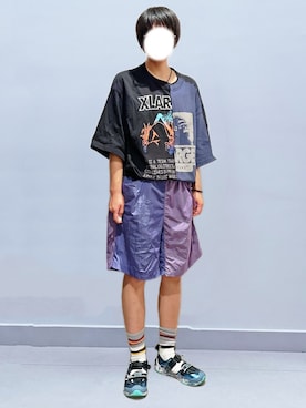「アイテム（カーゴパンツ）」を使った、RURURUKIAさん（レディース・165cm）の夏コーディネート