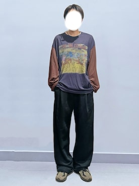 「GARCON BY GARCONのアイテム（Tシャツ/カットソー、ブラウン系）」を使った、RURURUKIAさん（レディース・165cm）の夏コーディネート