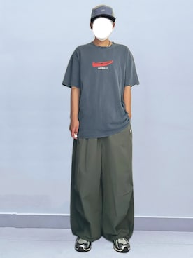 「Gramicci（グラミチ）の【GRAMICCI/グラミチ】 CANOE TEE | カヌーTシャツ（Tシャツ/カットソー、ブルー系）」を使った、RURURUKIAさん（レディース・165cm）の夏コーディネート