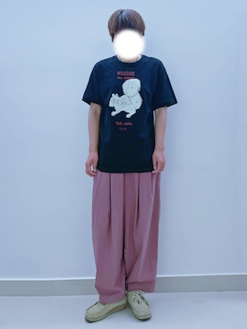 「Yohji Yamamoto（ヨウジヤマモト）のアイテム（Tシャツ/カットソー）」を使った、RURURUKIAさん（レディース・165cm）の夏コーディネート