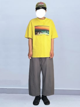 「NBCTのアイテム（Tシャツ/カットソー、イエロー系）」を使った、RURURUKIAさん（レディース・165cm）の夏コーディネート