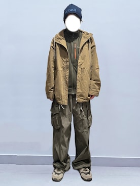 「アイテム（カーゴパンツ）」を使った、RURURUKIAさん（レディース・165cm）の冬コーディネート