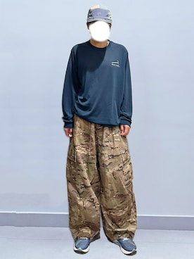 「mont-bell（モンベル）のアイテム（Tシャツ/カットソー、ブルー系）」を使った、RURURUKIAさん（レディース・165cm）の夏コーディネート
