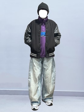 「UNDEFEATED (アンディフィーテッド)のアイテム」を使った、RURURUKIAさん(レディース・165cm)の冬コーディネート