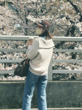 「SNIDEL（スナイデル）のアイテム（キャップ）」を使った、茉珠さん（レディース・169cm）の春コーディネート