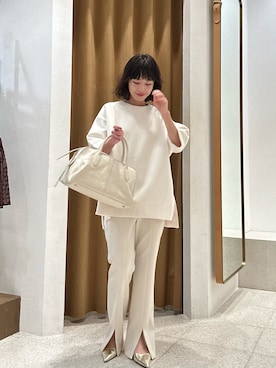 「ホワイトパンツ」｜「アイテム（スラックス）」を使った、wgtsuyaさん（レディース・153cm）の夏コーディネート