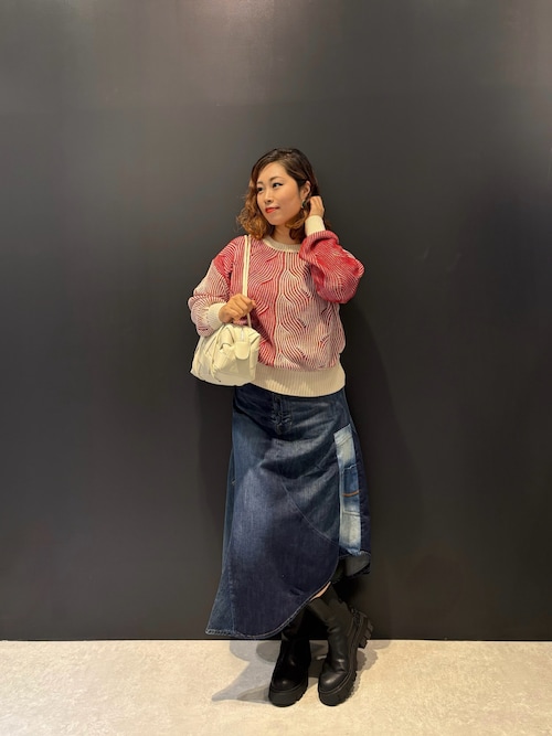 パッチワークデニム アシンメトリースカート（デニムスカート