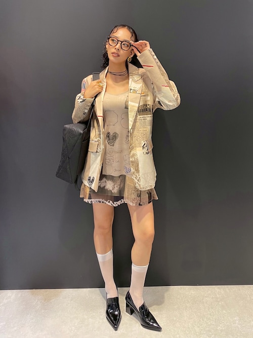 セール】ラクロワプリント アートスケッチ キャミソールワンピース