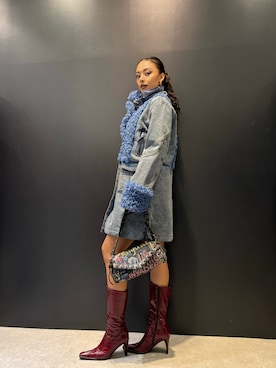 「アイテム（チェスターコート）」を使った、Desigual 名古屋 STAFFさん（レディース・165cm）の冬コーディネート