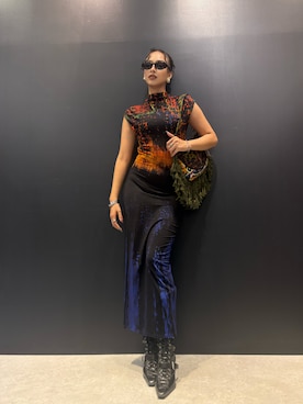 「Desigual（デシグアル）のエスニックTシャツ by クリスチャン・ラクロワ（ワンピース、その他）」を使った、Desigual 名古屋 STAFFさん（レディース・170cm）の春コーディネート