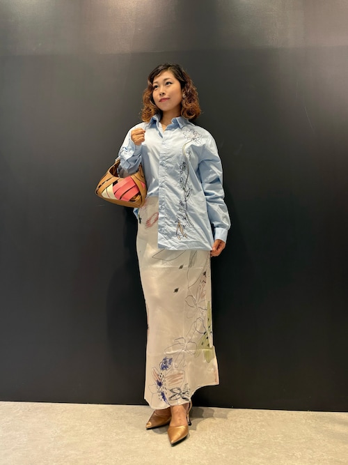 Desigual（デシグアル） シャツ フローラル刺繍 ステッチ 長袖シャツ