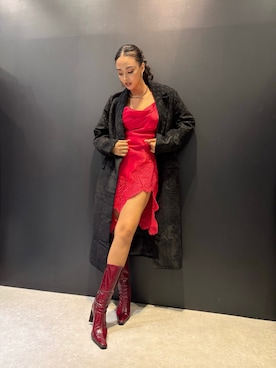 「アイテム（チェスターコート）」を使った、Desigual 名古屋 STAFFさん（レディース・165cm）の冬コーディネート