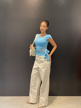 「Desigual（デシグアル）のアイテム（パンツ）」を使った、Desigual 名古屋 STAFFさん（レディース・165cm）の夏コーディネート