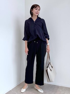 「GLOBAL WORK（グローバルワーク）のらくっション撥水フィットパンプス/135895（パンプス、シルバー系）」を使った、mahokurumaさん（レディース）の夏コーディネート
