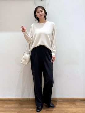 「GLOBAL WORK（グローバルワーク）のサイズ拡大/らくっション撥水2WAYローファー/131468（ローファー、ブラック系）」を使った、mahokurumaさん（レディース）の春コーディネート