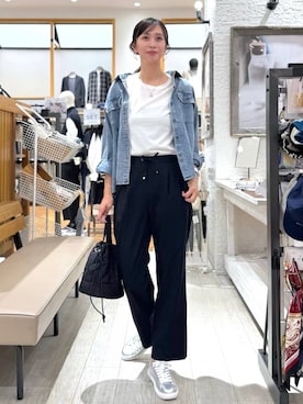 「撥水」｜「アイテム（スラックス）」を使った、mahokurumaさん（レディース・172cm）の秋コーディネート