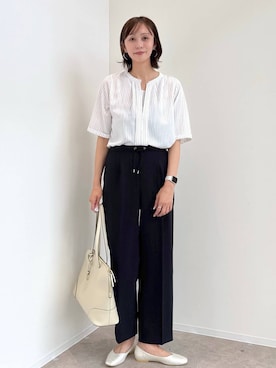 「GLOBAL WORK（グローバルワーク）のらくっション撥水フィットパンプス/135895（パンプス、シルバー系）」を使った、mahokurumaさん（レディース）の夏コーディネート