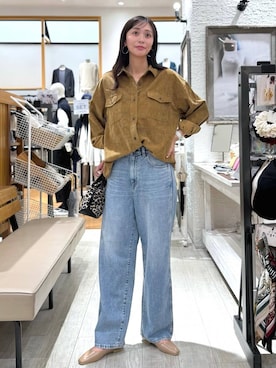 「GLOBAL WORK（グローバルワーク）のGOODデニムバギーパンツ/498388（デニムパンツ）」を使った、mahokurumaさん（レディース・172cm）の秋コーディネート