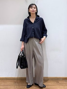 「GLOBAL WORK（グローバルワーク）のらくっション撥水バレエ/135873（バレエシューズ、ブラック系）」を使った、mahokurumaさん（レディース）の春コーディネート