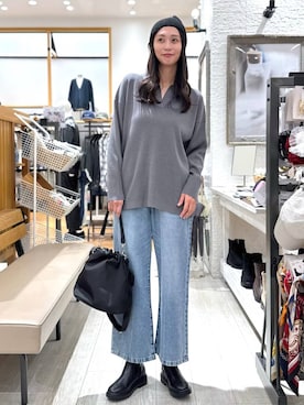 「撥水」｜「アイテム（デニムパンツ）」を使った、mahokurumaさん（レディース・172cm）の秋コーディネート