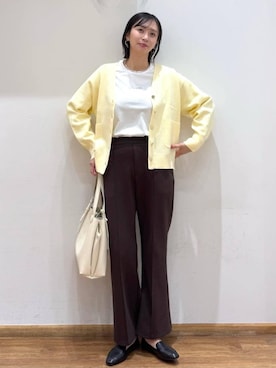 「GLOBAL WORK（グローバルワーク）のらくっション踏めるバブーシュ/136007（その他シューズ、ブラック系）」を使った、mahokurumaさん（レディース）の春コーディネート