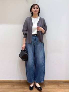 「GLOBAL WORK（グローバルワーク）のスペ軽お財布ショルダー/132336（ショルダーバッグ、ブラック系）」を使った、mahokurumaさん（レディース）の春コーディネート