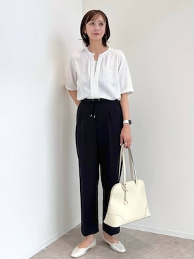 「GLOBAL WORK（グローバルワーク）のらくっション撥水フィットパンプス/135895（パンプス、シルバー系）」を使った、mahokurumaさん（レディース）の春コーディネート