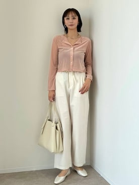 「GLOBAL WORK（グローバルワーク）のらくっション撥水フィットパンプス/135895（パンプス、シルバー系）」を使った、mahokurumaさん（レディース）の春コーディネート