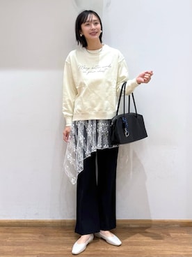 「GLOBAL WORK（グローバルワーク）のらくっション撥水フィットパンプス/135895（パンプス、ベージュ系）」を使った、mahokurumaさん（レディース）の春コーディネート