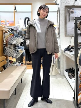 「GLOBAL WORK（グローバルワーク）のエアリュクスダウンフードブルゾン/495695（ダウンジャケット/コート）」を使った、mahokurumaさん（レディース・172cm）の秋コーディネート