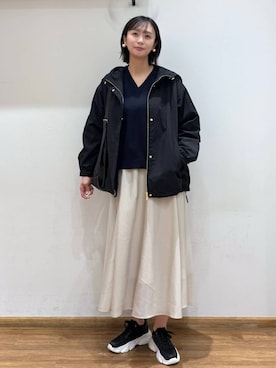 「GLOBAL WORK（グローバルワーク）の防風多機能マウンテンパーカー/580992（マウンテンパーカー、ブラック系）」を使った、mahokurumaさん（レディース）の春コーディネート