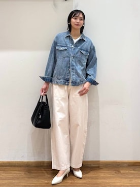 「GLOBAL WORK（グローバルワーク）のらくっション撥水ヒールパンプス/253018（パンプス、ホワイト系）」を使った、mahokurumaさん（レディース）の春コーディネート