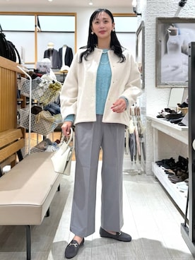 「アイテム（ノーカラーコート）」を使った、mahokurumaさん（レディース・172cm）の秋コーディネート