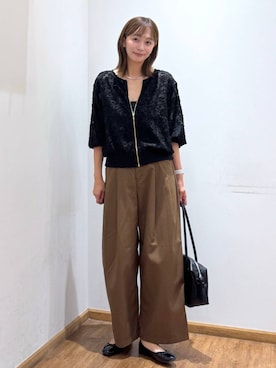 「GLOBAL WORK（グローバルワーク）のジャガードブルゾン/1054074（ブルゾン、ブラック系）」を使った、mahokurumaさん（レディース）の秋コーディネート